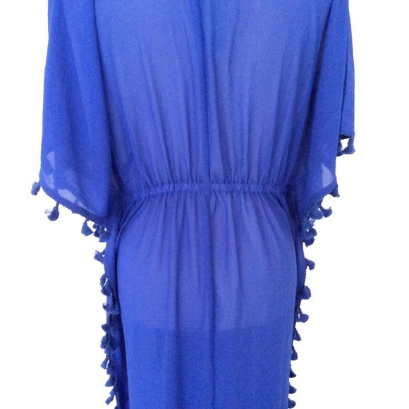 Coastal Blue Tasselled Maxi Swimsuit Coverup Size Med (8-10) NWT - Picture 7 of 11